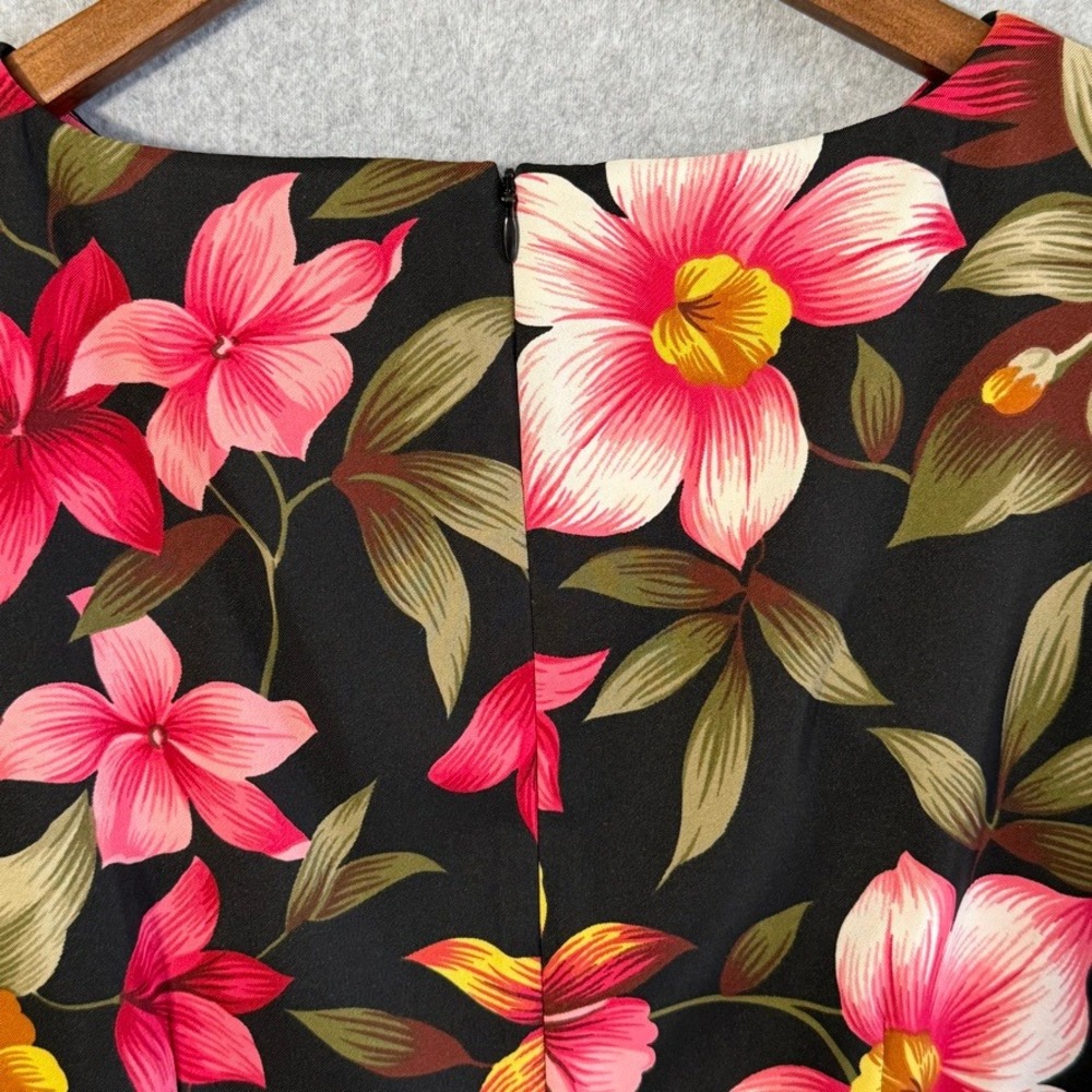 Danny & Nicole Black Floral Sleeveless Sheath Dress Size 8 Tropical Vacation - Picture 10 of 12